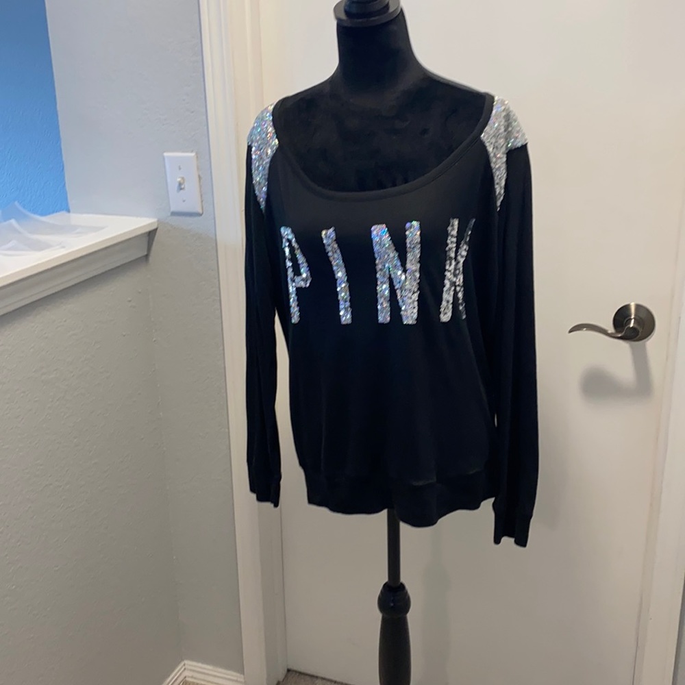 PINK TShirt Weight, sweatshirt style top w/sequins